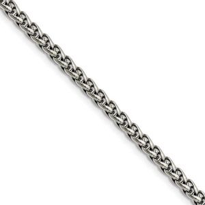 Men's 5mm Stainless Steel Wheat Chain Necklace, 24 Inch